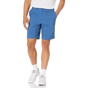 PGA TOUR Men's Flat Front Mini Geometric Print Shorts Poseidon Blue Size 40
